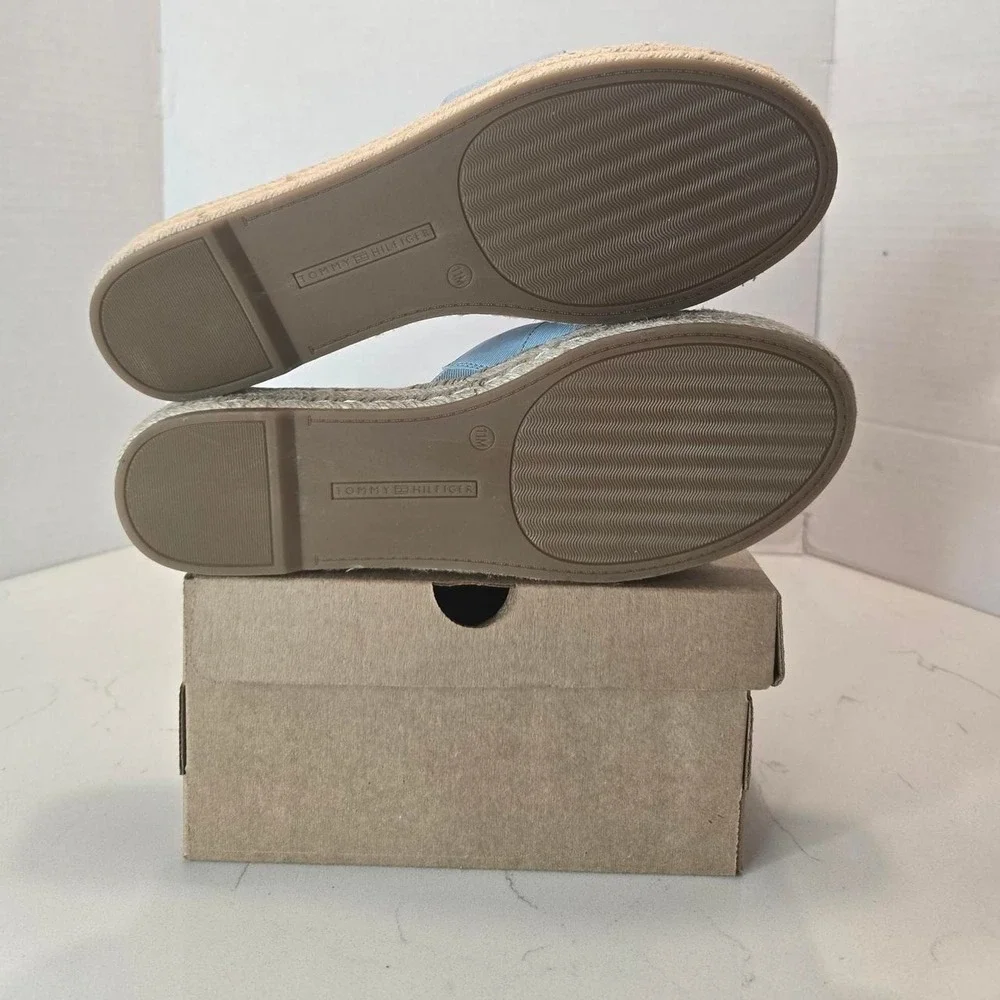 Tommy Hilfiger espadrille slide sandals in Light Blue- 11